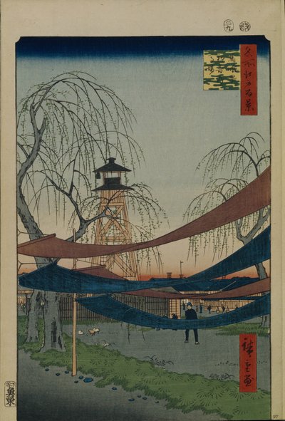Hatsune-Reitplatz in Bakuro-cho, Einhundert berühmte Ansichten von Edo von Utagawa Hiroshige