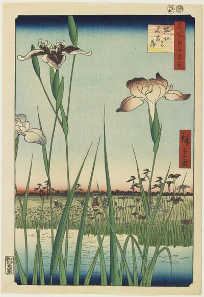 Irisgarten in Horikiri, Mai 1857 von Utagawa Hiroshige