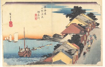 Kanagawa: Blick auf den Deich von Utagawa Hiroshige