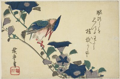 Eisvogel und Glockenblumen von Utagawa Hiroshige