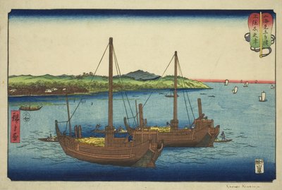 Kisarazu in der Provinz Kazusa, aus der Serie "Wrestling Matches between Mountains and Seas" von Utagawa Hiroshige
