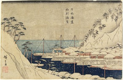 Gesäumte Kiefern am Hafen von Uraga, ca. 1840-1843 von Utagawa Hiroshige