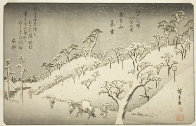 Verweilender Schnee in Asukayama (Asukayama no bosetsu), aus der Serie "Acht Ansichten in der Umgebung von Edo (Edo kinko hakkei no uchi)" von Utagawa Hiroshige