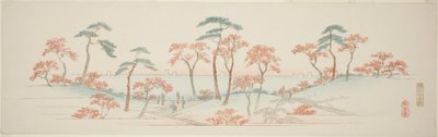 Ahornbäume am Kaianji-Tempel (Kaianji koyo), aus einer unbetitelten Serie berühmter Ansichten der Vororte von Edo von Utagawa Hiroshige