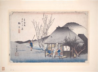 Mariko Teehaus, aus der Serie Dreiundfünfzig Stationen des Tōkaidō von Utagawa Hiroshige