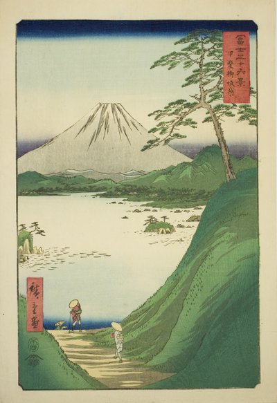 Misaka-Pass in der Provinz Kai (Kai Misakagoe), aus der Serie "Sechsunddreißig Ansichten des Berges Fuji (Fuji sanjurokkei)" von Utagawa Hiroshige
