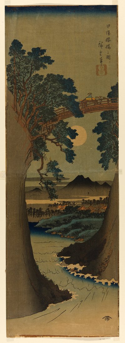 Affenbrücke in der Provinz Kai (Koyo Saruhashi no zu) von Utagawa Hiroshige