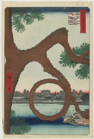 Mondkiefer, Ueno-Tempelbezirk, August 1857 von Utagawa Hiroshige