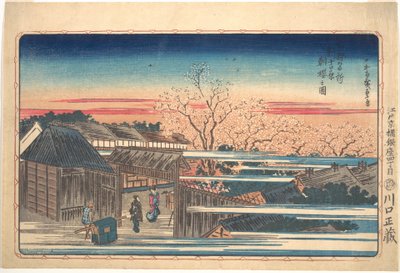 Morgendliche Kirschblüten in Shin-Yoshiwara von Utagawa Hiroshige