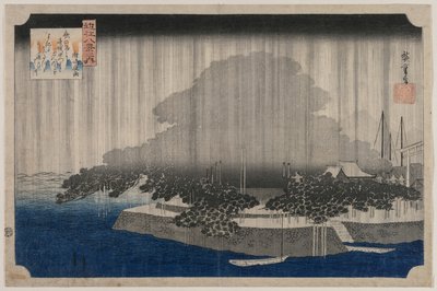 Nachtregen in Karasaki, aus der Serie Acht Ansichten von Omi, um 1835 von Utagawa Hiroshige