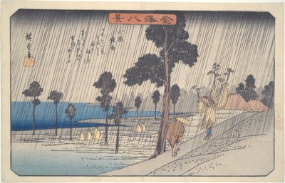 Nachtregen in Koizumi, aus der Serie Acht Ansichten von Kanazawa von Utagawa Hiroshige