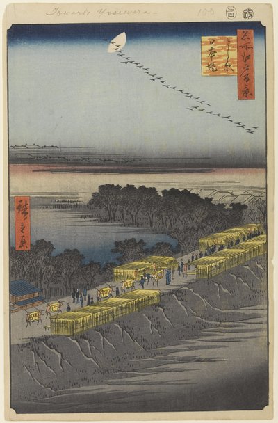 Nihon-Damm, Yoshiwara, Nr. 100 aus Einhundert berühmte Ansichten von Edo, 1857 von Utagawa Hiroshige