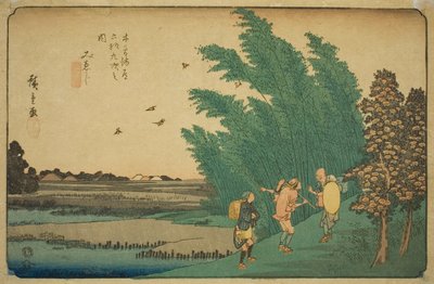 Nr. 56: Mieji, aus der Serie "Neunundsechzig Stationen der Kisokaido" von Utagawa Hiroshige