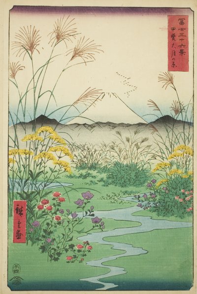 Otsuki-Ebene in der Provinz Kai (Kai Otsuki no hara), aus der Serie "Sechsunddreißig Ansichten des Berges Fuji (Fuji sanjurokkei)" von Utagawa Hiroshige