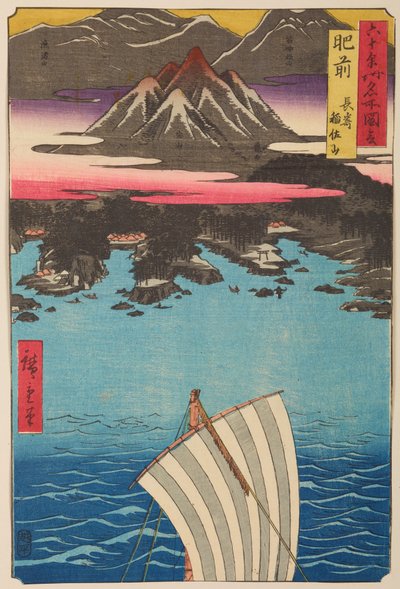 Provinz Hizen / Hizen Nagasaki Inasayama, aus der Serie: Ansichten berühmter Orte in sechzig und einigen Provinzen von Utagawa Hiroshige