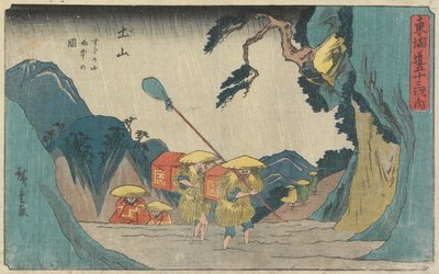 Regen am Suzuka-Berg in Tsuchiyama, 1841-42 von Utagawa Hiroshige