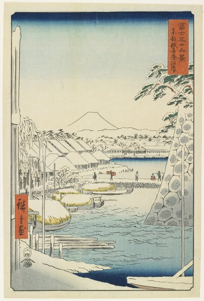 Flussufer von Sukiya in der östlichen Hauptstadt, April 1858 von Utagawa Hiroshige