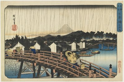 Regen am Nihonbashi-Brücke, 1832-1839 von Utagawa Hiroshige