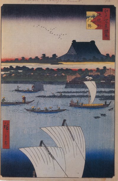Teppozu und Tsukiji Monzeki Tempel Einhundert berühmte Ansichten von Edo, 1856-1858 von Utagawa Hiroshige