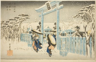 Der Gion-Tempel im Schnee, aus der Serie "Berühmte Orte in Kyoto" von Utagawa Hiroshige