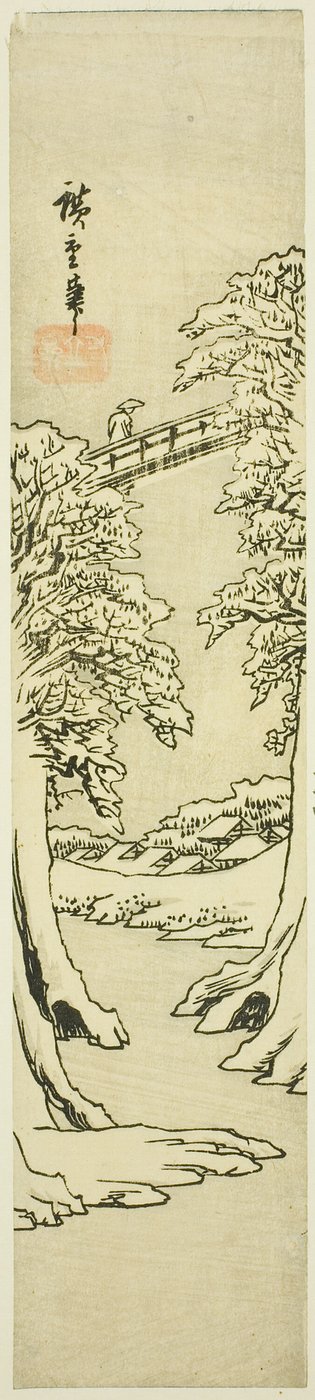 Die Affenbrücke im Winter von Utagawa Hiroshige