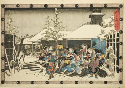 Der nächtliche Angriff, Teil 3: Mission erfüllt (Youchi san, honmo), aus der Serie Die Rache der loyalen Gefolgsleute (Chushingura) von Utagawa Hiroshige