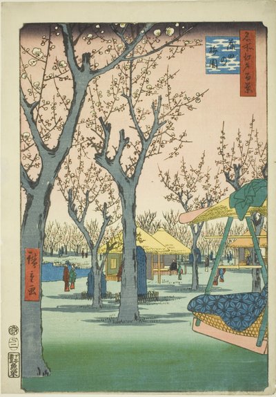 Der Pflaumenhain in Kamata (Kamata no umezono), aus der Serie "Einhundert berühmte Ansichten von Edo (Meisho Edo hyakkei)" von Utagawa Hiroshige
