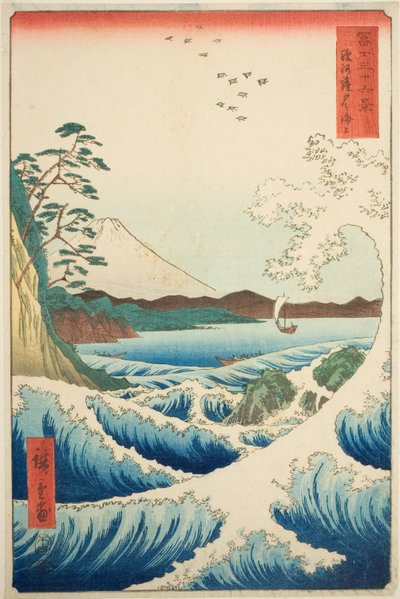 Das Meer vor Satta in der Provinz Suruga (Suruga Satta no kaijo), aus der Serie "Sechsunddreißig Ansichten des Berges Fuji (Fuji sanjurokkei)" von Utagawa Hiroshige