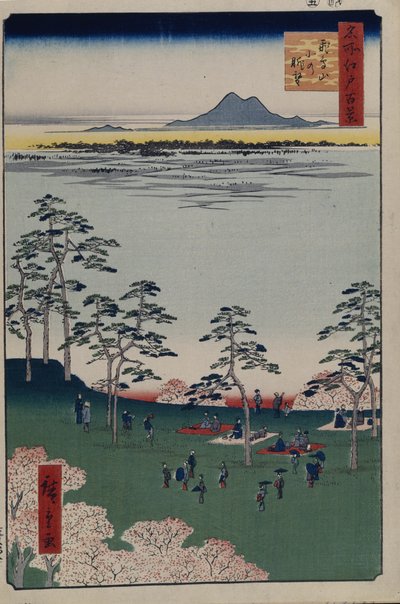 Blick nach Norden von Asukayama, Hundert berühmte Ansichten von Edo, 1856-1858 von Utagawa Hiroshige