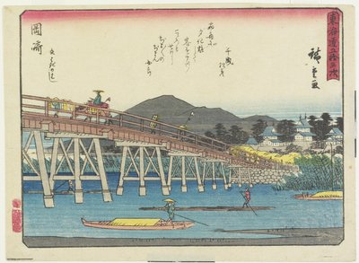 Yahagi-Brücke in Okazaki, 1837-1844 von Utagawa Hiroshige