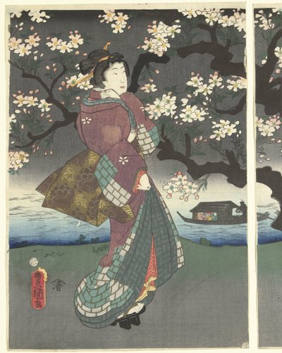 Abendspaziergang am Fluss von Utagawa Kunisada (I)