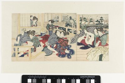 Liebespaare auf einer Terrasse im Winter von Utagawa Kunisada (I)