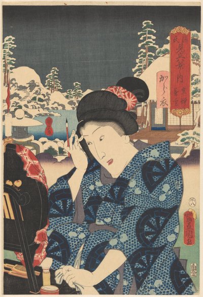 Verweilender Schnee auf Utsusemi von Utagawa Kunisada (I)