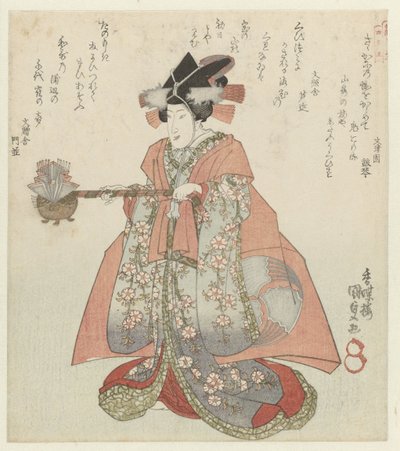 Frau mit einem Sake-Kännchen von Utagawa Kunisada (I)