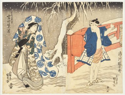 Heimliche Verabredung im Schnee von Utagawa Kunisada