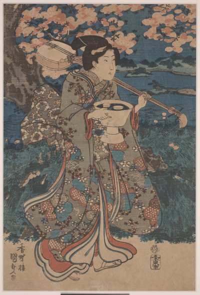 Auf dem Weg zu einer Kirschblüten-Party von Utagawa Kunisada III