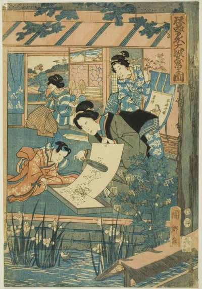 Großer Wohlstand auf der Seidenfarm (Kaikoya Daihanjono Zu) von Utagawa Kunisato