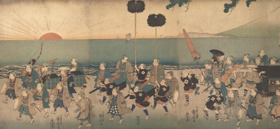 Jungen spielen einen Daimyo-Prozession nach, 19. Jahrhundert von Utagawa Kuniyoshi
