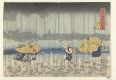 Das Ufer des Onmaya-Flusses in der östlichen Hauptstadt von Utagawa Kuniyoshi