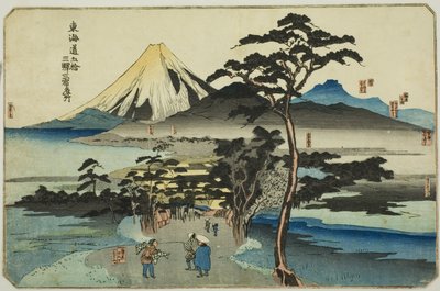 Hara, Yoshiwara und Kanbara, aus der Serie "Berühmte Orte an den dreiundfünfzig Stationen des Tokaido" von Utagawa Kuniyoshi