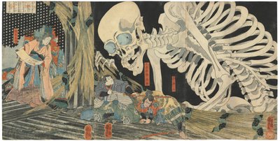 Mitsukuni trotzt dem von Prinzessin Takiyasha beschworenen Skelettgespenst von Utagawa Kuniyoshi