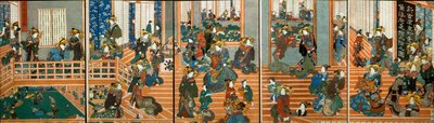 Draufsicht auf das Obergeschoss von Kado-Ebiya von Utagawa Kuniyoshi