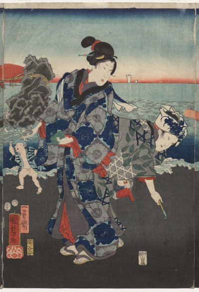 Sonnenaufgang in der Futami-Bucht von Utagawa Kuniyoshi