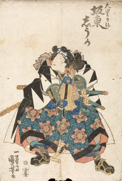 Der Schauspieler Bandō Shūka als Ōboshi Rikiya im Stück Kanadehon Chūshingura von Utagawa Kuniyoshi