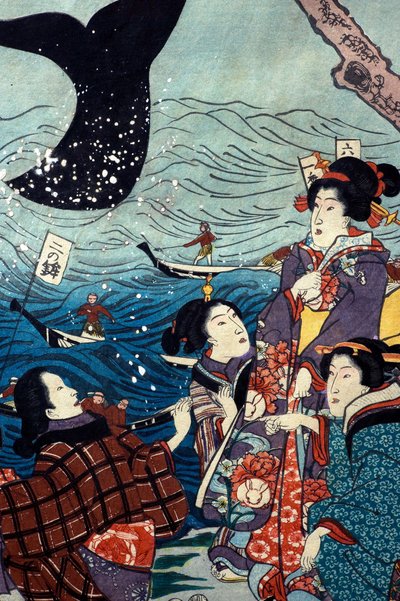 Das Gedeihen der sieben Küsten mit großen Fischen (Nana ura tairyō hanjō no zu) von Utagawa Kuniyoshi