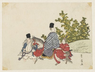 Hofmann zu Pferd durchquert einen Bach von Utagawa Toyohiro