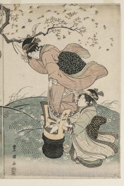 Kirschblüten im Wind von Utagawa Toyokuni