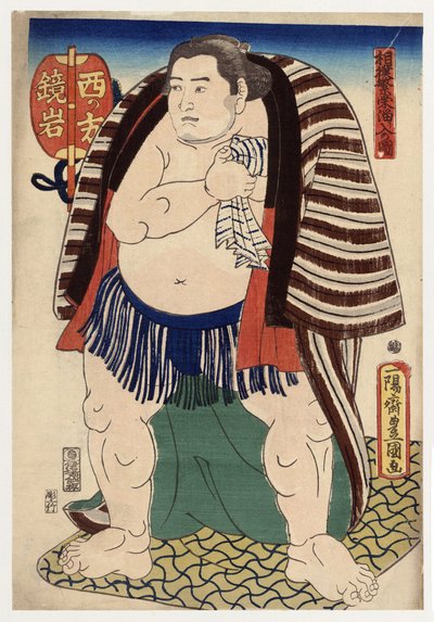 Porträt des Sumo-Ringers Kagamiiwa von der Westseite von Utagawa Toyokuni