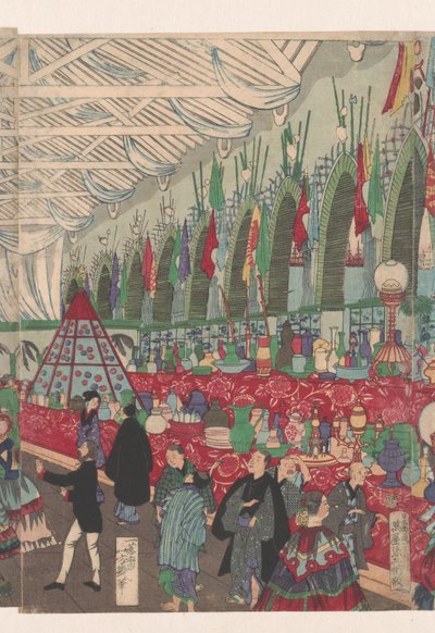 Ein florierendes englisches Handelshaus in Yokohama von Utagawa Yoshiiku