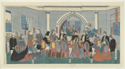 Fünf Nationalitäten bei einem Bankett von Utagawa Yoshikazu